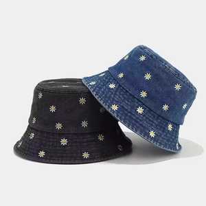 Chapeau Bob en Denim Unisexe Broderie Florale Décontracté Printemps Été 56-58CM Adulte - Product Image 2