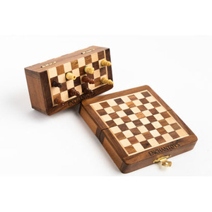 Handcrafted <b>Wooden</b> Folding <b>Chess</b> <b>Set</b> With Box Green Velvet Lined Compartments Portable Travel Board Game For Family Enjoyment - Product Image 5