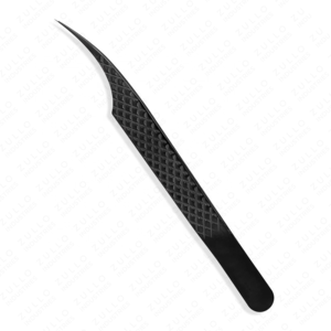 Pince à cils en acier inoxydable avec revêtement en titane noir, logo personnalisé, pointe pointue professionnelle, applicateur d'extensions de cils - Product Image 6