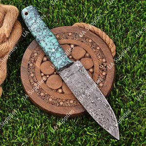 Couteau de survie EDC à lame fixe en acier Damas, manche en bois de rose, fait main, pour la chasse, le camping, le bushcraft, OEM OBM - Product Image 5