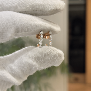 Pendientes de Oro con Diamantes Cultivados en Laboratorio, Corte Brillante Redondo, 1.59 g, 9k, 14kt, 18kt, EF, para Regalo, Fiesta, Boda, Aniversario, Compromiso - Product Image 3