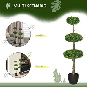 Set di 2 Alberi Artificiali di Bosso Topiario da 110 cm con Vasi, Decorazione Finta per Casa, Ufficio e Soggiorno, per Uso Interno - Product Image 4