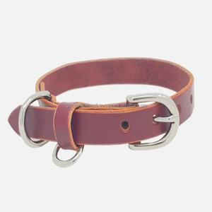 Collier de chien durable en cuir véritable marron clair pour petits chiens de race moyenne ou grande avec matériel en acier inoxydable nickel - Product Image 6