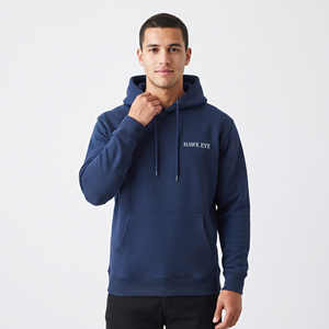 Sweat à capuche en coton pour homme, épais, décontracté, avec cordon de serrage, col pull, style uni, personnalisable avec logo, avec poches - Product Image 2