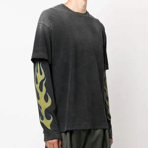 T-shirt Homme Personnalisé Col Rond Manches Longues 220 GSM 100% Coton Coupe Droite Formelle Vierge pour l'Été – Vente en Gros - Product Image 3