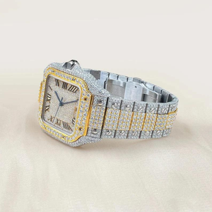 คุณภาพสูงทำด้วยมือเต็มรูปแบบสแตนเลส hip hop Moissanite นาฬิกาเพชร2สีตราพรีเมี่ยมส่งออกสินค้าที่มีคุณภาพ - Product Image 2