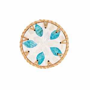 Sous-verres en coquillages faits à la main, sous-verres en nacre avec tressage en rotin, décoration bohème pour la maison - Product Image 6