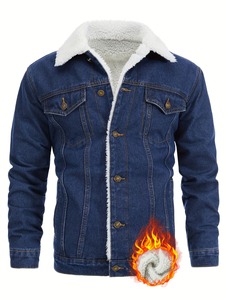 Men Denim Jacket Winter Casual Outwear Front Custom Logo OEM Service Streetwear Oversize Regular Fit Front <b>Button</b> Closure - Product Image 1