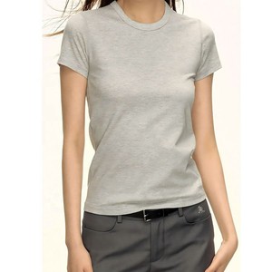 T-shirt femme 100% coton noir à col rond et manches courtes, coupe ajustée, tissu jersey décontracté, toutes saisons, style streetwear, service OEM - Product Image 2