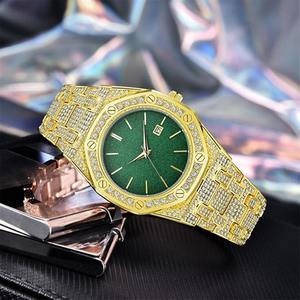 <b>Mens</b> Stainless Steel Analog <b>Watch</b> Full Diamond Plated Iced-Out Bling Timepiece with <b>Quartz</b> Movement 41mm Case Diameter - Product Image 1