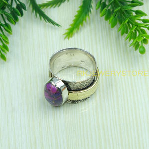Purple Copper Turquoise <b>Ring</b> Handmade 925 Sterling Silver Brass Boho <b>Statement</b> <b>Ring</b> Natural Turquoise Jewelry Women Gift for her - Product Image 3
