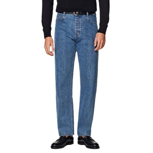 Jeans de Hombre de Alta Calidad para Primavera/Otoño, Mezcla de Spandex/Algodón, Color Índigo, Estilo Desgastado, Lavado Oscuro, Cierre de Cremallera - Product Image 2