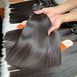 100% vietnamien naturel noir couleur 1B Remy grade 12A soyeux droite vague Machine Double trame pleine longueur Extensions de cheveux humains - Product Image 3