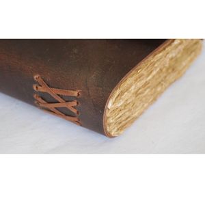 Handmade Vintage Genuine Leather Bound A5 Notepad Gift Men Women Deckle Edge Paper Antique Brass C <b>Lock</b> Flap Cover - Product Image 5