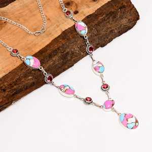 Collar de Algodón de Azúcar Turquesa con Colgante Boho de Plata Esterlina, Joyería Artesanal Hecha a Mano, Regalo del Suroeste para Ella - Product Image 1