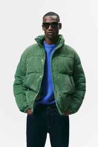 custom Puffer <b>Jacket</b> <b>Men</b> High Collar Loose Fit Corduroy Winter Warm Outer Coat Padded Puffer <b>Jacket</b> - Product Image 5