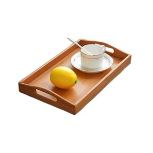 Bandeja rectangular de madera de mango hecha a mano para servir comida y bebidas, construcción duradera, acabado liso. - Product Image 3