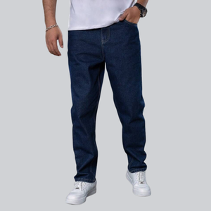 Jeans en denim mi-lourd pour hommes, coupe droite, en coton/élasthanne, avec fermeture éclair personnalisée à l'ourlet, style urbain, respirant et écologique, vente en gros - Product Image 1