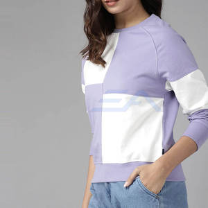 Sweat-shirt pour femme à manches longues en coton avec logo personnalisé de haute qualité, respirant, durable, décontracté, uni - Product Image 2
