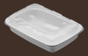 Boîte alimentaire rectangulaire en plastique avec couvercle, 1 compartiment, sans BPA, étanche, style simple, 38 oz - Product Image 3