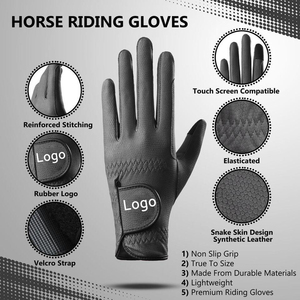 Gants d'équitation unisexes en PU bleus à doigts complets, à fermeture facile, compatibles écran tactile, pour l'extérieur, été, livraison rapide - Product Image 3