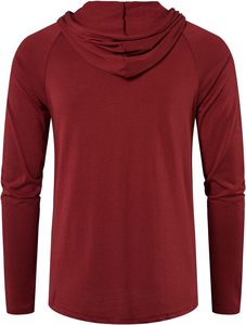 Wholesale Maroon Pullover <b>Hoodie</b> - Soft <b>Thin</b> Fleece Raglan Sweatshirt - Essential Blank Dark Red Sportswear - Product Image 3