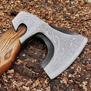 Hot Selling High Quality Industrial <b>Viking</b> <b>Axes</b> Hand Forged Engraved Handle High Carbon Steel Flat Backed Broad <b>Axe</b> Etched Blade - Product Image 5