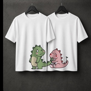 Matching Couple Graphic <b>T</b> <b>Shirts</b> Custom Cute Blue Pink <b>Alien</b> Cartoon Print White Short Sleeve Unisex Crew Neck Casual Streetwear - Product Image 6