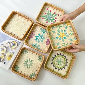 ถาดเสิร์ฟหวายฝังมุกทำมือ สีและโลโก้ปรับแต่งได้ สำหรับใช้ในบ้าน โรงแรม และร้านอาหาร ผลิตในเวียดนาม - Product Image 6