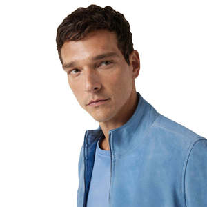 Men's Winter Genuine Leather <b>Slim</b> <b>Fit</b> Motorcycle <b>Jacket</b> with Zipper Closure Stand Collar Custom Logo Factory Price Best Quality - Product Image 4