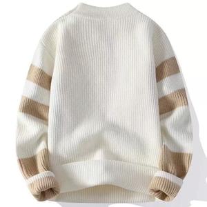 Pull tricoté pour homme, couleurs contrastées, style hiver, tendance, coupe ample et décontractée, chaud pour l'hiver - Product Image 3