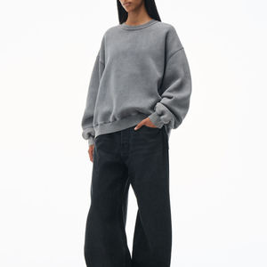 Sweat-shirt décontracté unisexe à col rond et manches longues, coupe ample, pour l'automne/hiver, sans repassage, couleur unie - Product Image 1