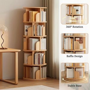 Librería Giratoria de 360 Grados, Torre de Librería Giratoria de 5 Niveles para Espacios Pequeños, Librería que Ahorra Espacio - Product Image 3