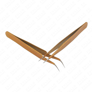 Rose Gold Curved Eyelash Extension Tweezers Set Strong Stainless Steel Straight & Pointed Tips Professional Lash <b>Tool</b> - Product Image 2