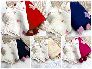 Sari de Algodón Chanderi Puro con Diseño Exclusivo, Blusa Elegante, Moderno y Estilizado, Última Moda India, para Fiestas y Uso Casual - Product Image 3