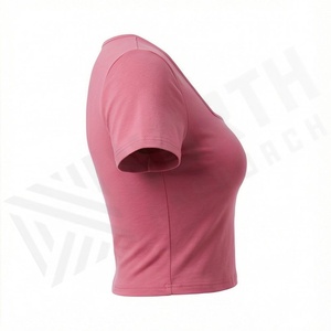 เสื้อครอปท็อปผ้าฝ้ายสีตามสั่งสำหรับผู้หญิง ทรงเข้ารูป ระบายอากาศได้ดี เหมาะสำหรับโยคะ สตรีทแวร์ ฟิตเนส ออกกำลังกาย เสื้อยืดแอคทีฟแวร์ - Product Image 3