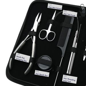Kit d'installation d'extensions capillaires de haute qualité avec outil de sertissage à perles, ciseaux de précision et peigne à queue pour le coiffage - Product Image 3