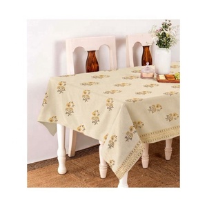 Fashionable New Transparent Embroidered Rese Gold Colour Beautiful Hand Made 100% Organic Cotton Fabric Table Clothes on Sale - Product Image 6