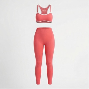Conjunto de Yoga de 2 Piezas North Approach, Largo, Color Coral Sólido, Ropa Deportiva sin Costuras, Ropa Deportiva para Mujer - Product Image 1