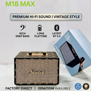 Altavoz Portátil Inalámbrico M18 MAX Vintage <span class=keywords><strong>de</strong></span> Tela, <span class=keywords><strong>Boombox</strong></span> <span class=keywords><strong>de</strong></span> 20W con Bajos Potentes, Subwoofer para Fiestas al Aire Libre, Venta al Por Mayor - Product Image 1
