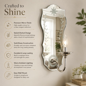 Applique Murale Vintage Miroir Décorative, Lampe Murale Intérieure en Verre Antique, Luminaire Élégant Style Bougie pour la Maison - Product Image 5