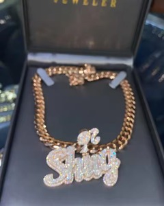 Collar con nombre personalizado y letra, colgante de número con moissanita, para hombre, estilo hip hop, rock, rapero, joyería de moda brillante. - Product Image 3
