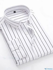 Men Striped Formal Shirt Long Sleeve Slim Fit Button <b>Down</b> Office Wear Casual Business Style Comfortable Cotton Shirt Top - Product Image 5