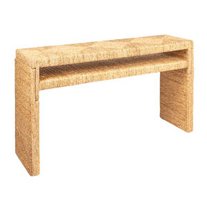 Mesa de consola de jacinto de agua tejida y madera de acacia hecha a mano para un toque elegante - Product Image 6