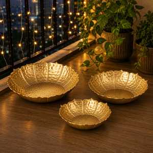 Handmade <b>Hammered</b> Brass Tea Light <b>Holder</b> Set of 3 Decorative Lotus Shape Lid Christmas Home Decor Universal Art Creation - Product Image 2