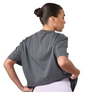 Women's Charcoal Grey Oversized Boyfriend T Shirt Premium Cotton Crew Neck Casual Everyday Fashion Top Apparel Wear - Product Image 4