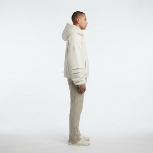 Heavyweight 450GSM 100% Organic Cotton Spider Hoodie-Sherpa Lined Oversized 1/4 Zip Y2K Streetwear for Men Winter/Autumn - Product Image 3