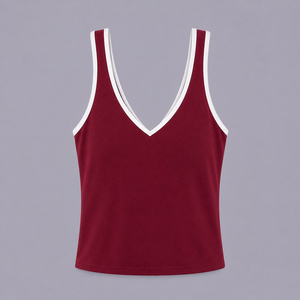 Women Scoop Neck Solid Color Knitted Sleeveless Tank <b>Top</b> Casual Wear <b>Red</b> Tank <b>Top</b> - Product Image 1