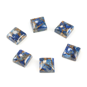 12mm Natural Blue <b>Lapis</b> <b>Lazuli</b> Copper Smooth Square Shape Flatback Calibrated Loose Cabochon <b>Ring</b> Pendant DIY Jewelry Making - Product Image 1