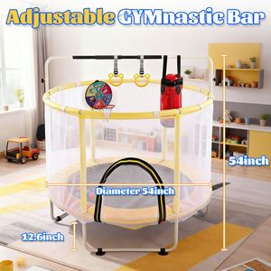 Trampolino Mini da 54 Pollici per Bambini, da Interno/Esterno, con Rete di Sicurezza e Design Antiscivolo, Giocattolo per Saltare, Sacco da Boxe, Strutture per Arrampicata Indoor - Product Image 5